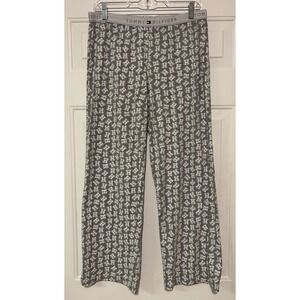 Tommy Hilfiger Gray Lounge PJ Pants Women's M All-Over "H" Logo Print.